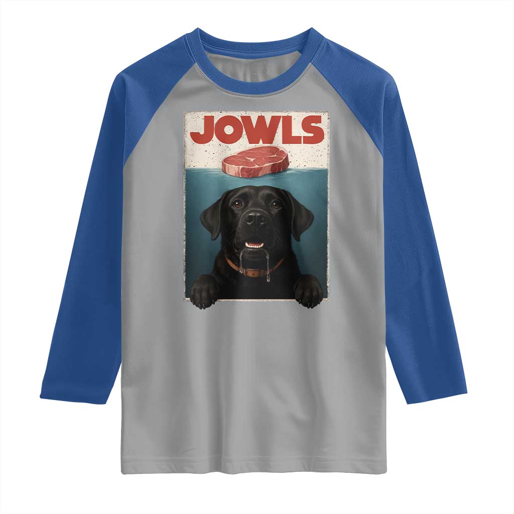 Black Labrador Retriever Raglan Shirt Funny Jowls Horror Dog Poster - Wonder Print Shop