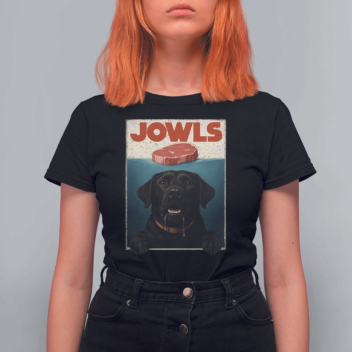 Black Labrador Retriever T Shirt For Women Funny Jowls Horror Dog Poster - Wonder Print Shop