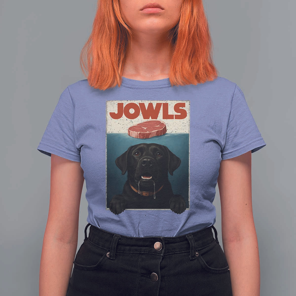 Black Labrador Retriever T Shirt For Women Funny Jowls Horror Dog Poster - Wonder Print Shop