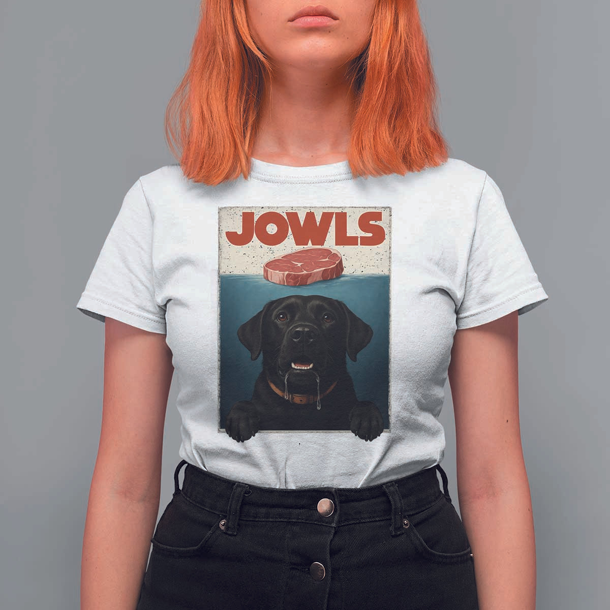 Black Labrador Retriever T Shirt For Women Funny Jowls Horror Dog Poster - Wonder Print Shop
