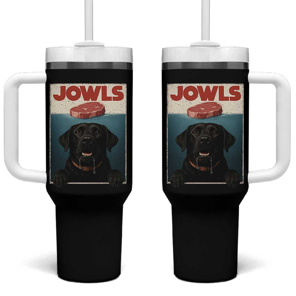 Black Labrador Retriever Tumbler With Handle Funny Jowls Horror Dog Poster - Wonder Print Shop