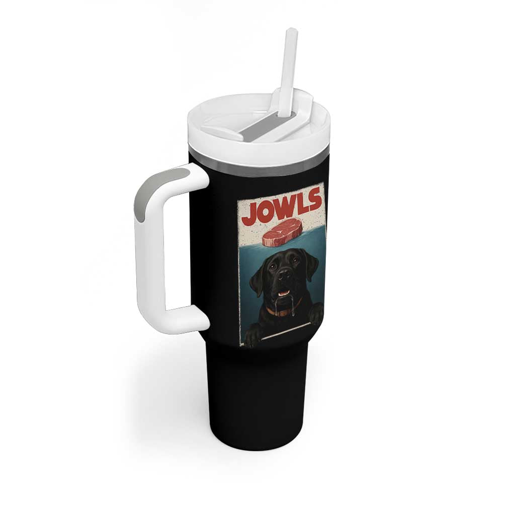 Black Labrador Retriever Tumbler With Handle Funny Jowls Horror Dog Poster - Wonder Print Shop