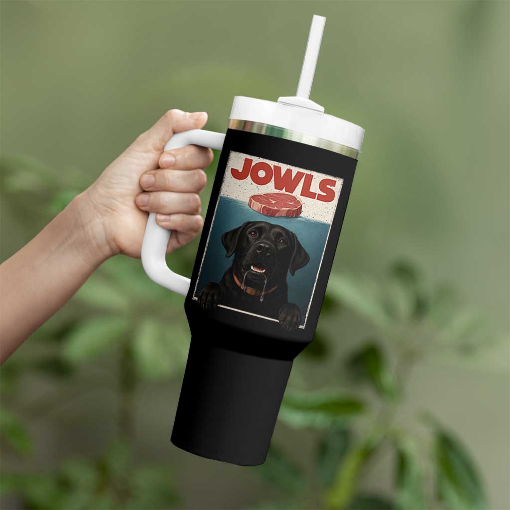 Black Labrador Retriever Tumbler With Handle Funny Jowls Horror Dog Poster - Wonder Print Shop