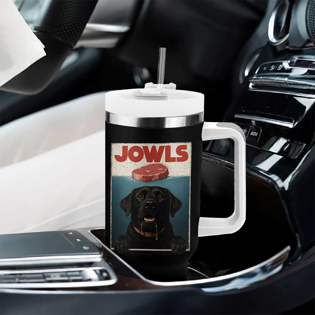 Black Labrador Retriever Tumbler With Handle Funny Jowls Horror Dog Poster - Wonder Print Shop