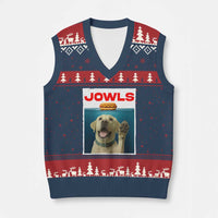 Funny Yellow Lab Jowls V-Neck Knit Sweater Vest Labrador Retriever Lover Gift - Wonder Print Shop