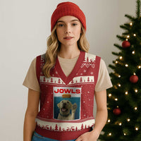 Funny Yellow Lab Jowls V-Neck Knit Sweater Vest Labrador Retriever Lover Gift - Wonder Print Shop