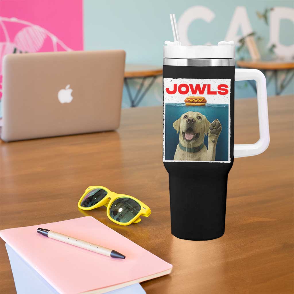 Funny Yellow Lab Jowls Tumbler With Handle Labrador Retriever Lover Gift - Wonder Print Shop