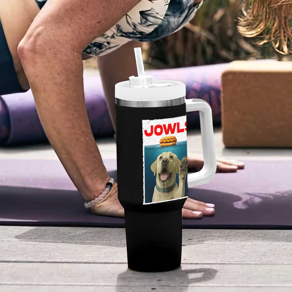 Funny Yellow Lab Jowls Tumbler With Handle Labrador Retriever Lover Gift - Wonder Print Shop