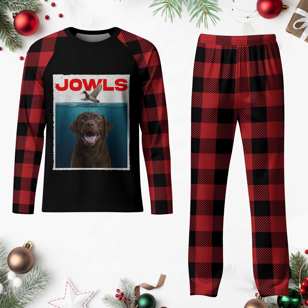Chocolate Labrador Retriever Plaid Pajama Set Funny Jowls Horror Dog Poster - Wonder Print Shop