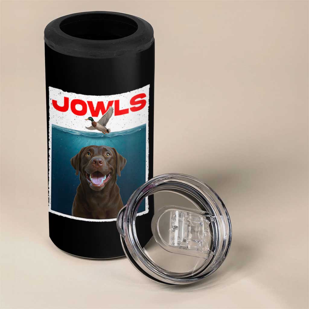 Chocolate Labrador Retriever 4 in 1 Can Cooler Tumbler Funny Jowls Horror Dog Poster - Wonder Print Shop