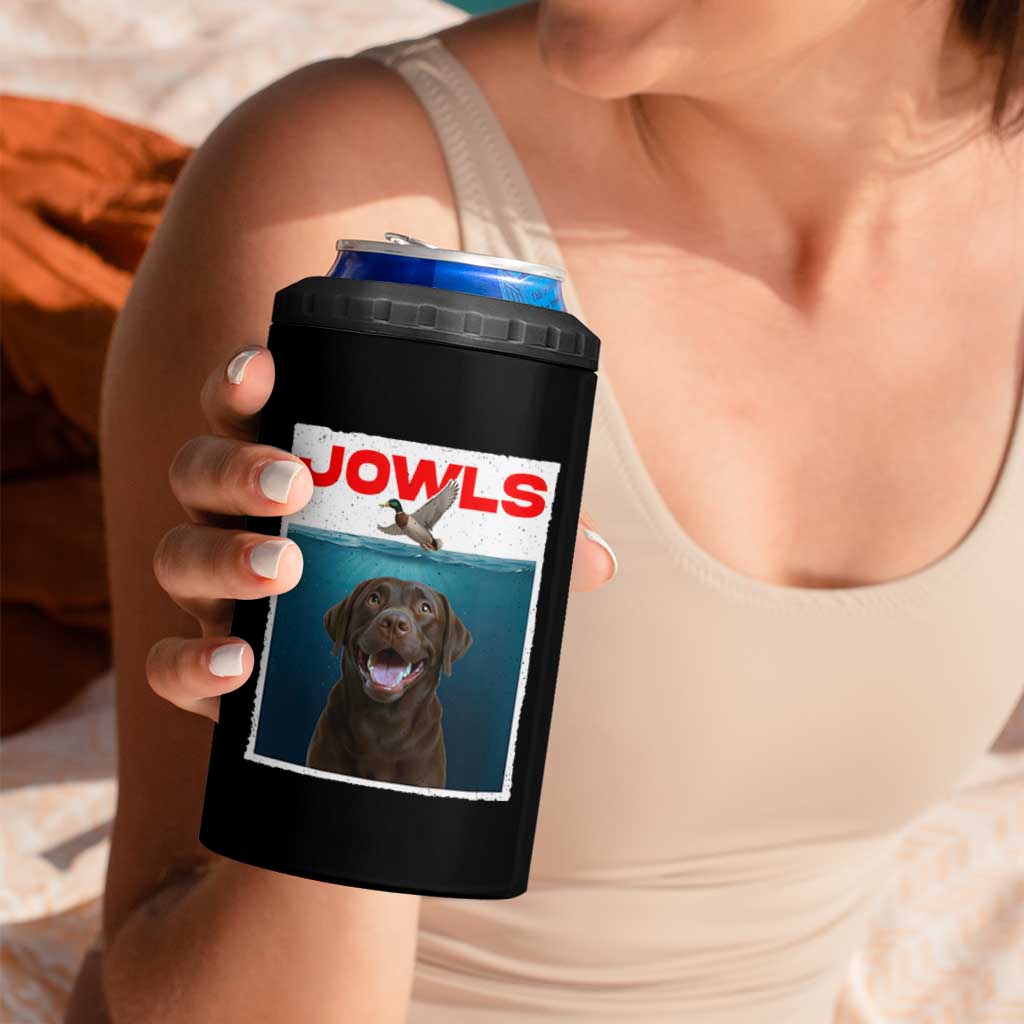 Chocolate Labrador Retriever 4 in 1 Can Cooler Tumbler Funny Jowls Horror Dog Poster - Wonder Print Shop