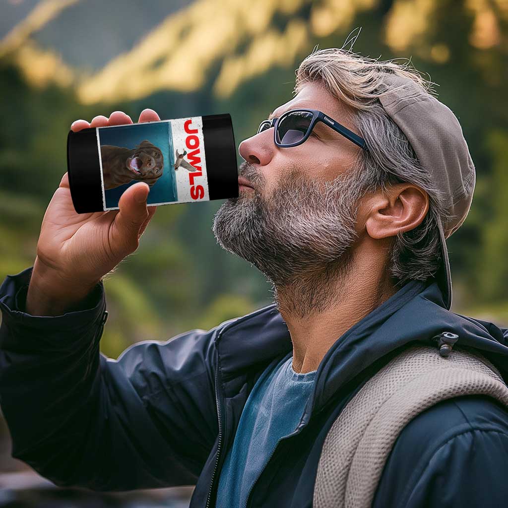 Chocolate Labrador Retriever 4 in 1 Can Cooler Tumbler Funny Jowls Horror Dog Poster - Wonder Print Shop