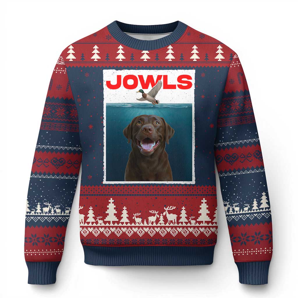Chocolate Labrador Retriever Ugly Christmas Sweater Funny Jowls Horror Dog Poster - Wonder Print Shop