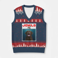 Chocolate Labrador Retriever V-Neck Knit Sweater Vest Funny Jowls Horror Dog Poster - Wonder Print Shop