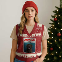 Chocolate Labrador Retriever V-Neck Knit Sweater Vest Funny Jowls Horror Dog Poster - Wonder Print Shop