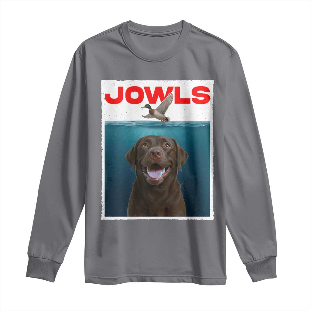 Chocolate Labrador Retriever Long Sleeve Shirt Funny Jowls Horror Dog Poster - Wonder Print Shop