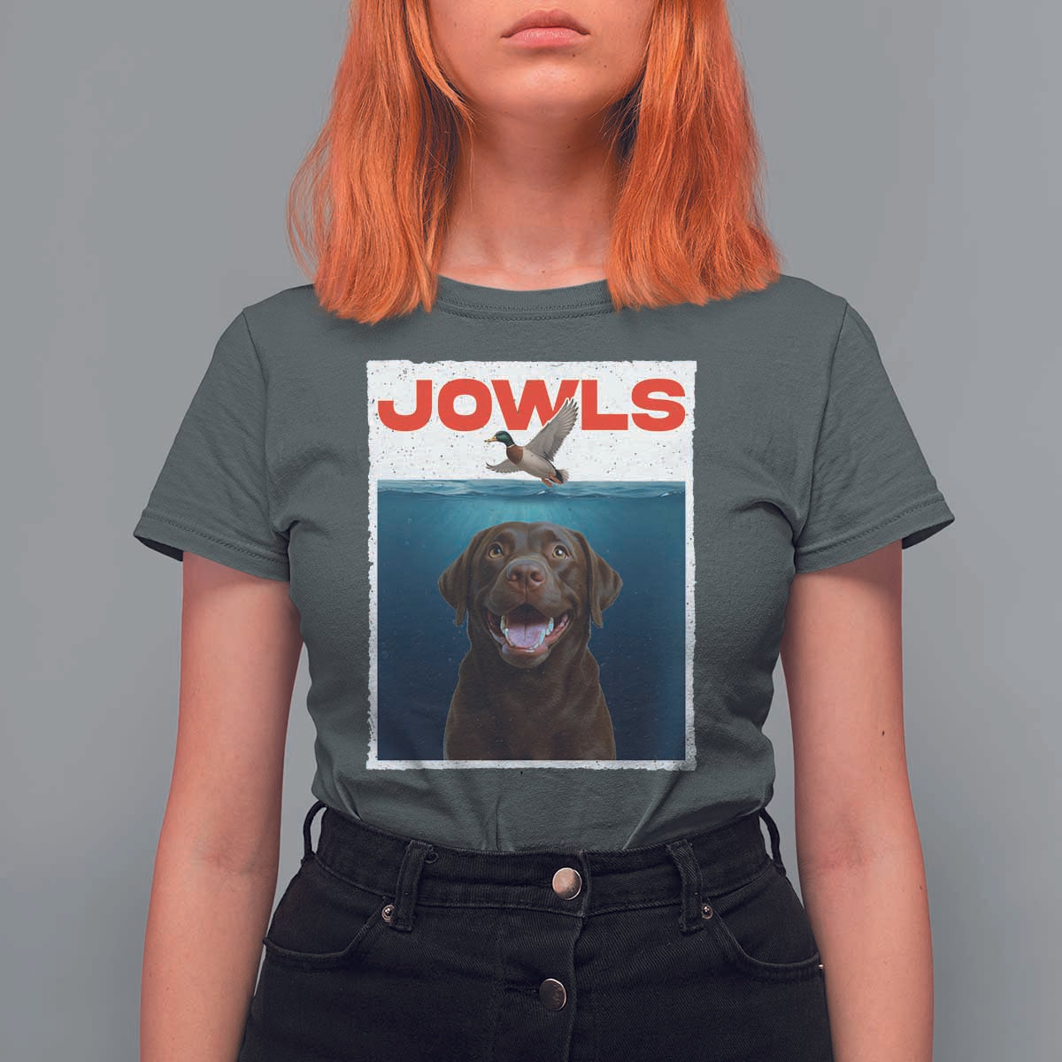 Chocolate Labrador Retriever T Shirt For Women Funny Jowls Horror Dog Poster - Wonder Print Shop