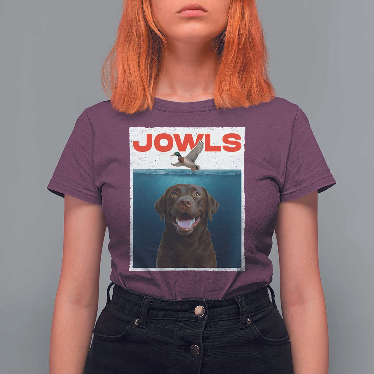 Chocolate Labrador Retriever T Shirt For Women Funny Jowls Horror Dog Poster - Wonder Print Shop