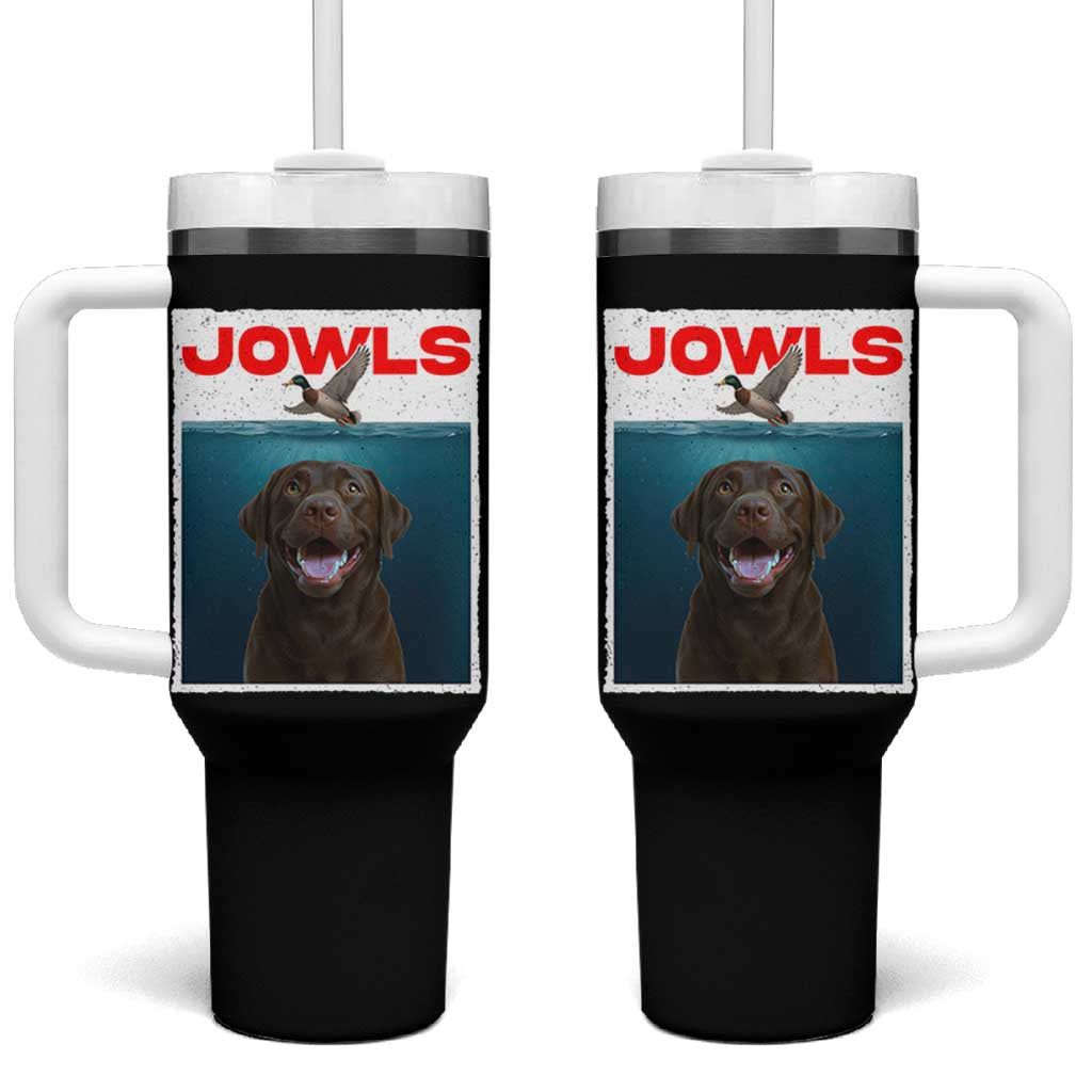 Chocolate Labrador Retriever Tumbler With Handle Funny Jowls Horror Dog Poster - Wonder Print Shop