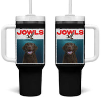 Chocolate Labrador Retriever Tumbler With Handle Funny Jowls Horror Dog Poster - Wonder Print Shop