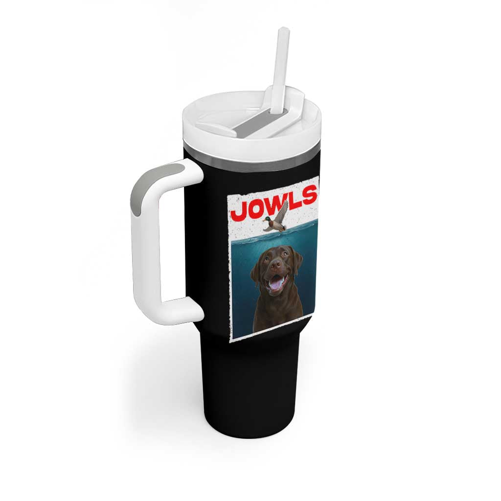 Chocolate Labrador Retriever Tumbler With Handle Funny Jowls Horror Dog Poster - Wonder Print Shop