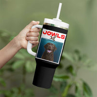 Chocolate Labrador Retriever Tumbler With Handle Funny Jowls Horror Dog Poster - Wonder Print Shop
