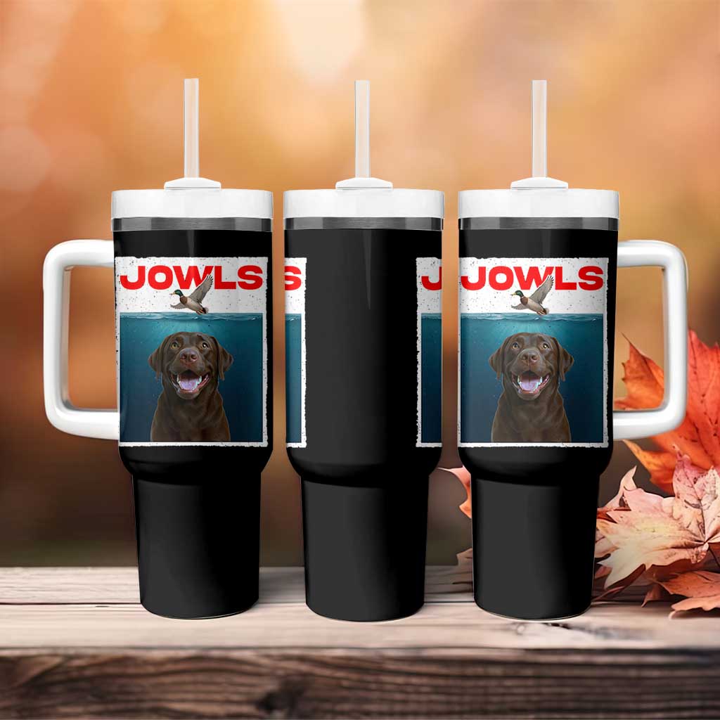 Chocolate Labrador Retriever Tumbler With Handle Funny Jowls Horror Dog Poster - Wonder Print Shop