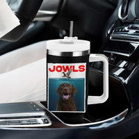 Chocolate Labrador Retriever Tumbler With Handle Funny Jowls Horror Dog Poster - Wonder Print Shop