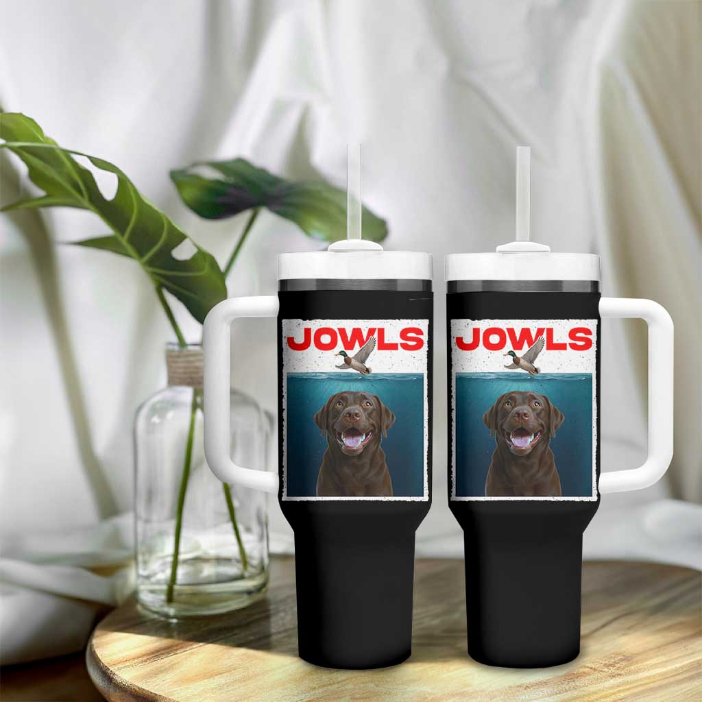 Chocolate Labrador Retriever Tumbler With Handle Funny Jowls Horror Dog Poster - Wonder Print Shop