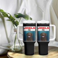 Chocolate Labrador Retriever Tumbler With Handle Funny Jowls Horror Dog Poster - Wonder Print Shop