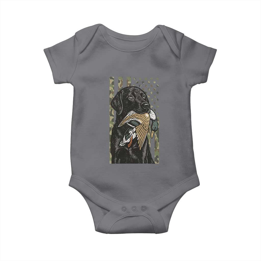 Patriotic Black Lab Baby Onesie Hunting Dog American Flag Camo Gift - Wonder Print Shop