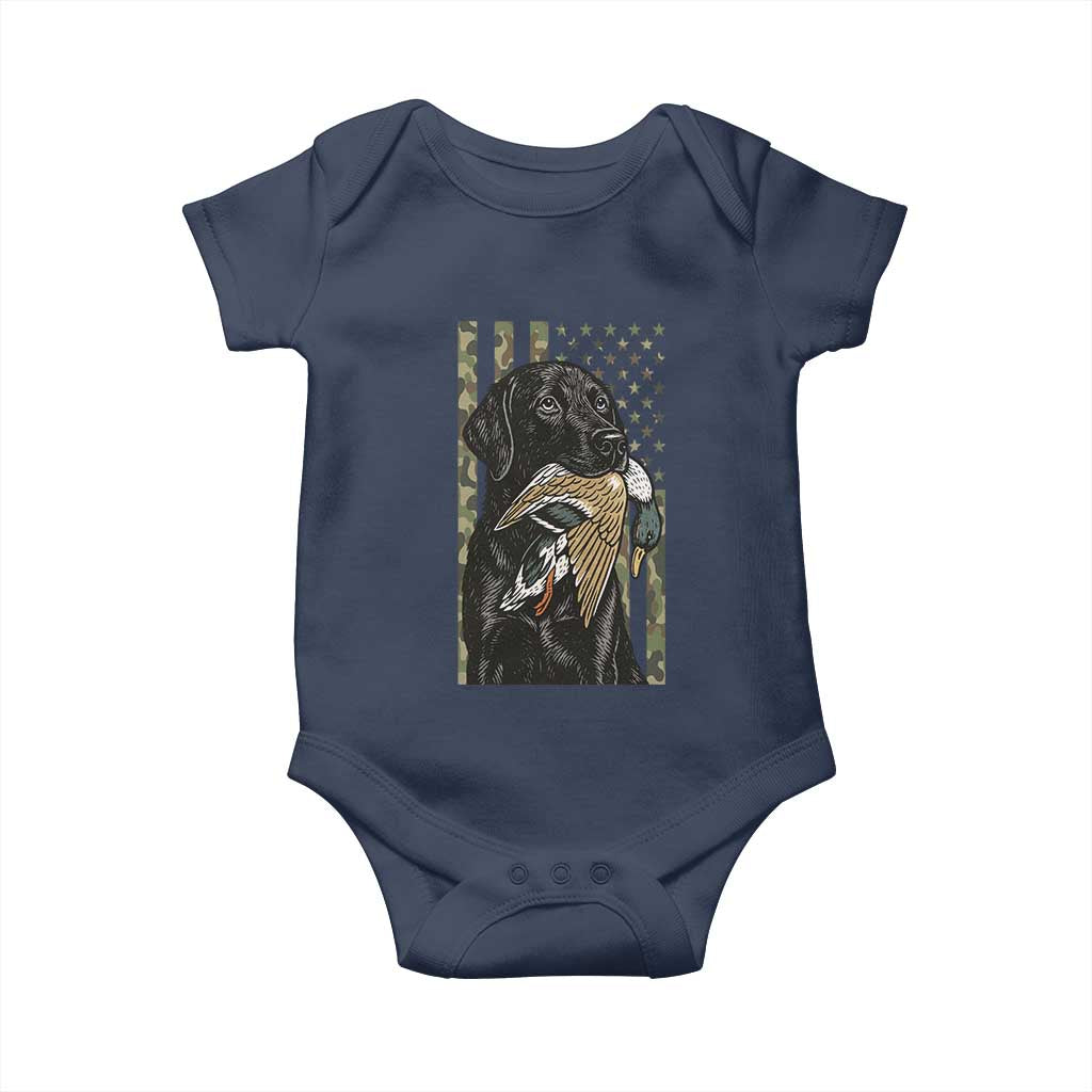 Patriotic Black Lab Baby Onesie Hunting Dog American Flag Camo Gift - Wonder Print Shop