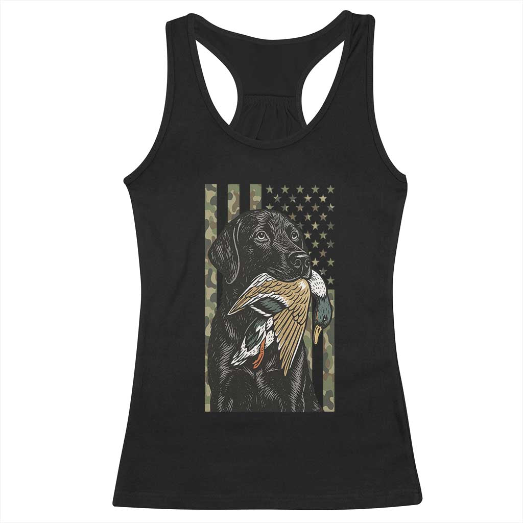 Patriotic Black Lab Racerback Tank Top Hunting Dog American Flag Camo Gift - Wonder Print Shop