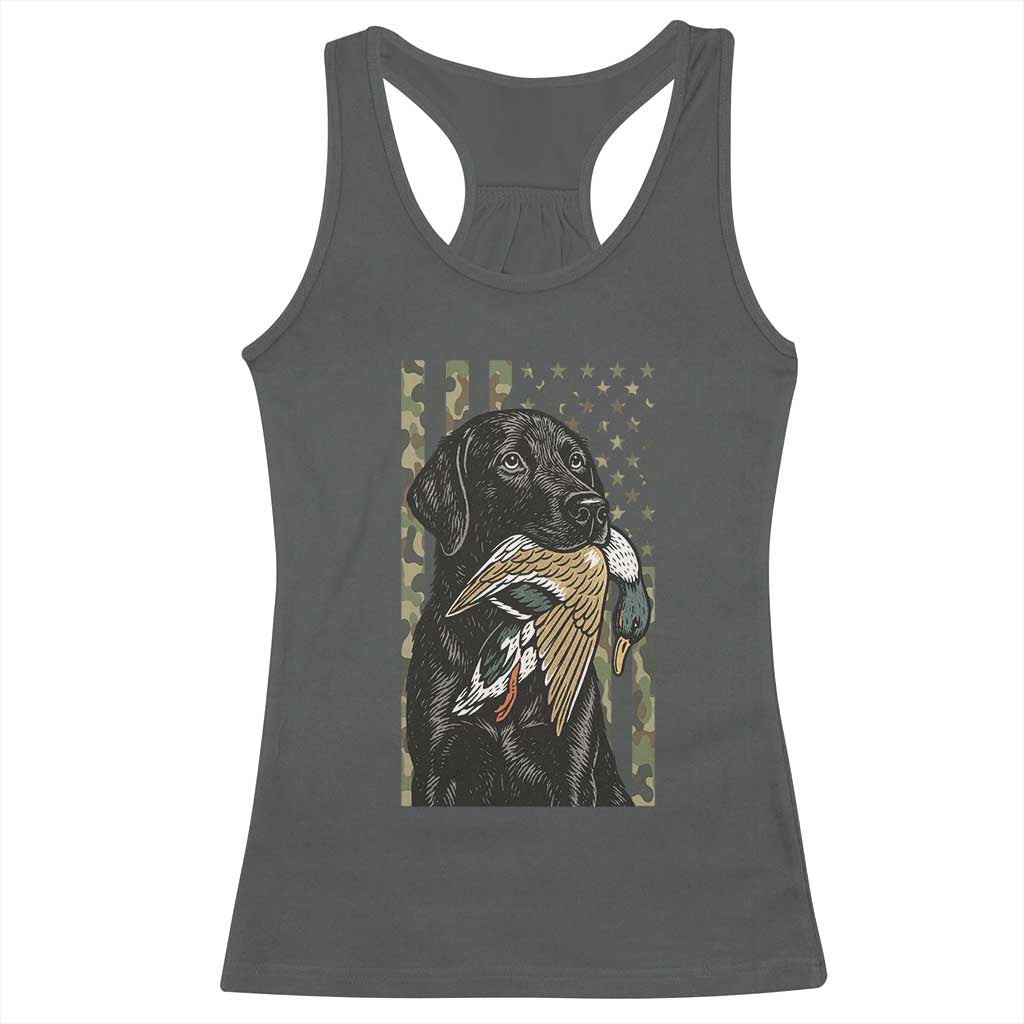 Patriotic Black Lab Racerback Tank Top Hunting Dog American Flag Camo Gift - Wonder Print Shop
