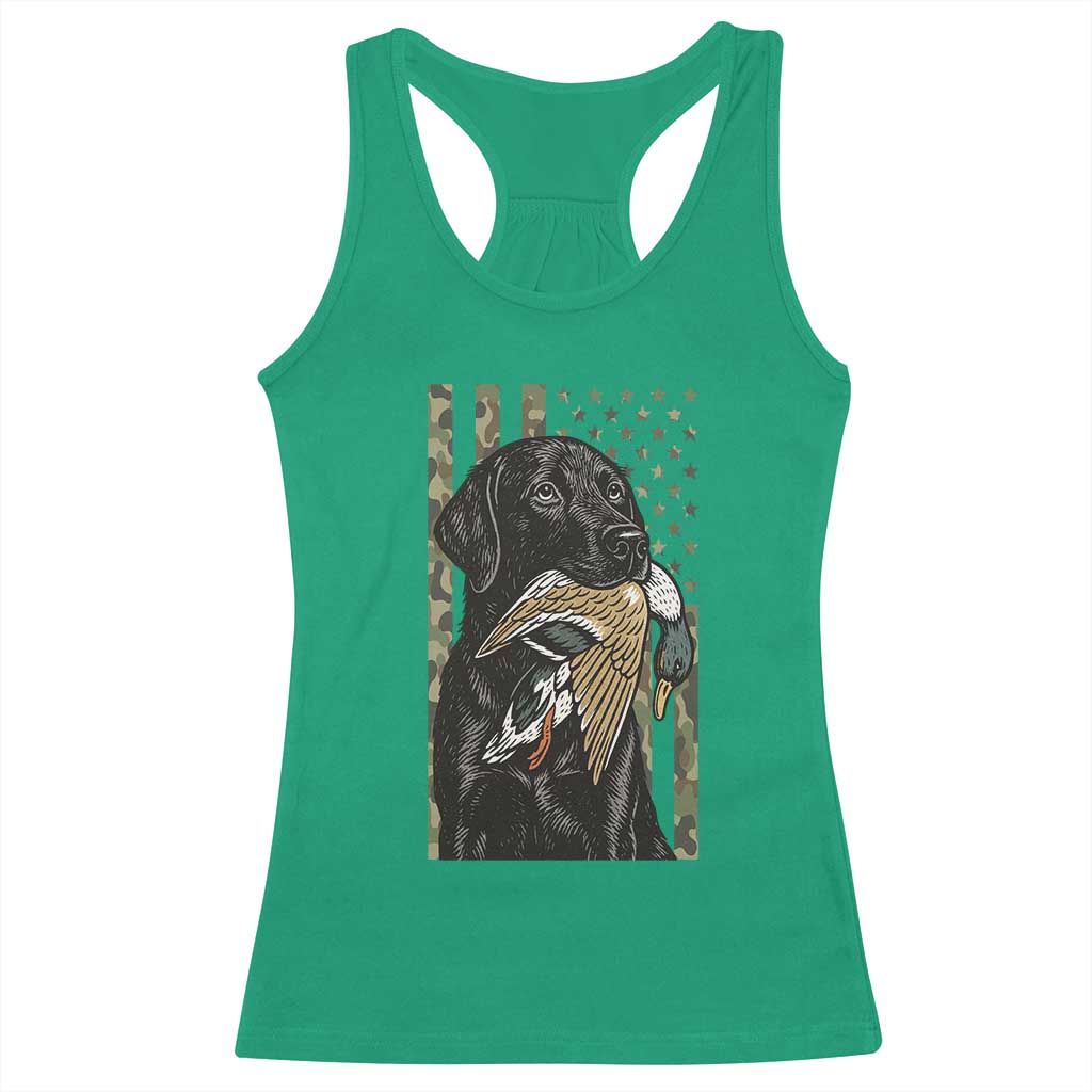 Patriotic Black Lab Racerback Tank Top Hunting Dog American Flag Camo Gift - Wonder Print Shop