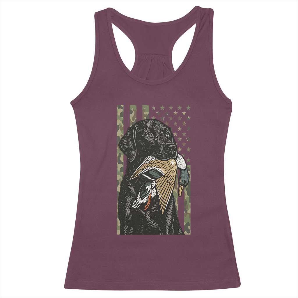 Patriotic Black Lab Racerback Tank Top Hunting Dog American Flag Camo Gift - Wonder Print Shop