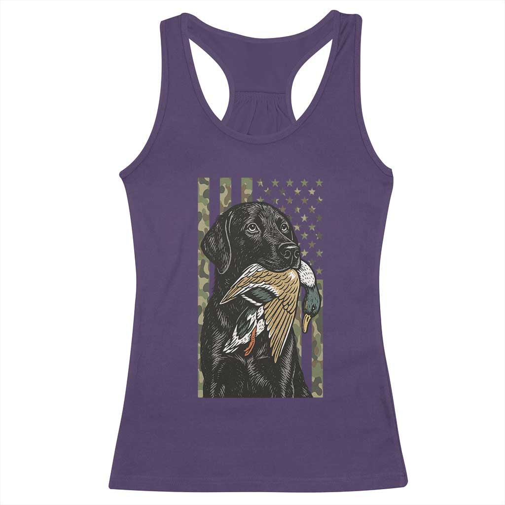 Patriotic Black Lab Racerback Tank Top Hunting Dog American Flag Camo Gift - Wonder Print Shop