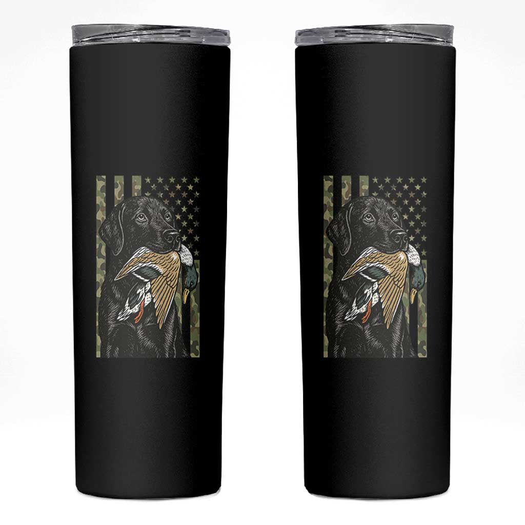 Patriotic Black Lab Skinny Tumbler Hunting Dog American Flag Camo Gift - Wonder Print Shop