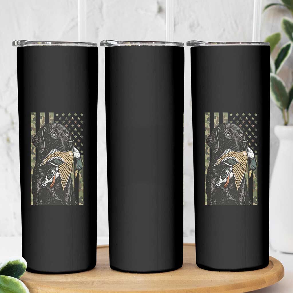 Patriotic Black Lab Skinny Tumbler Hunting Dog American Flag Camo Gift - Wonder Print Shop
