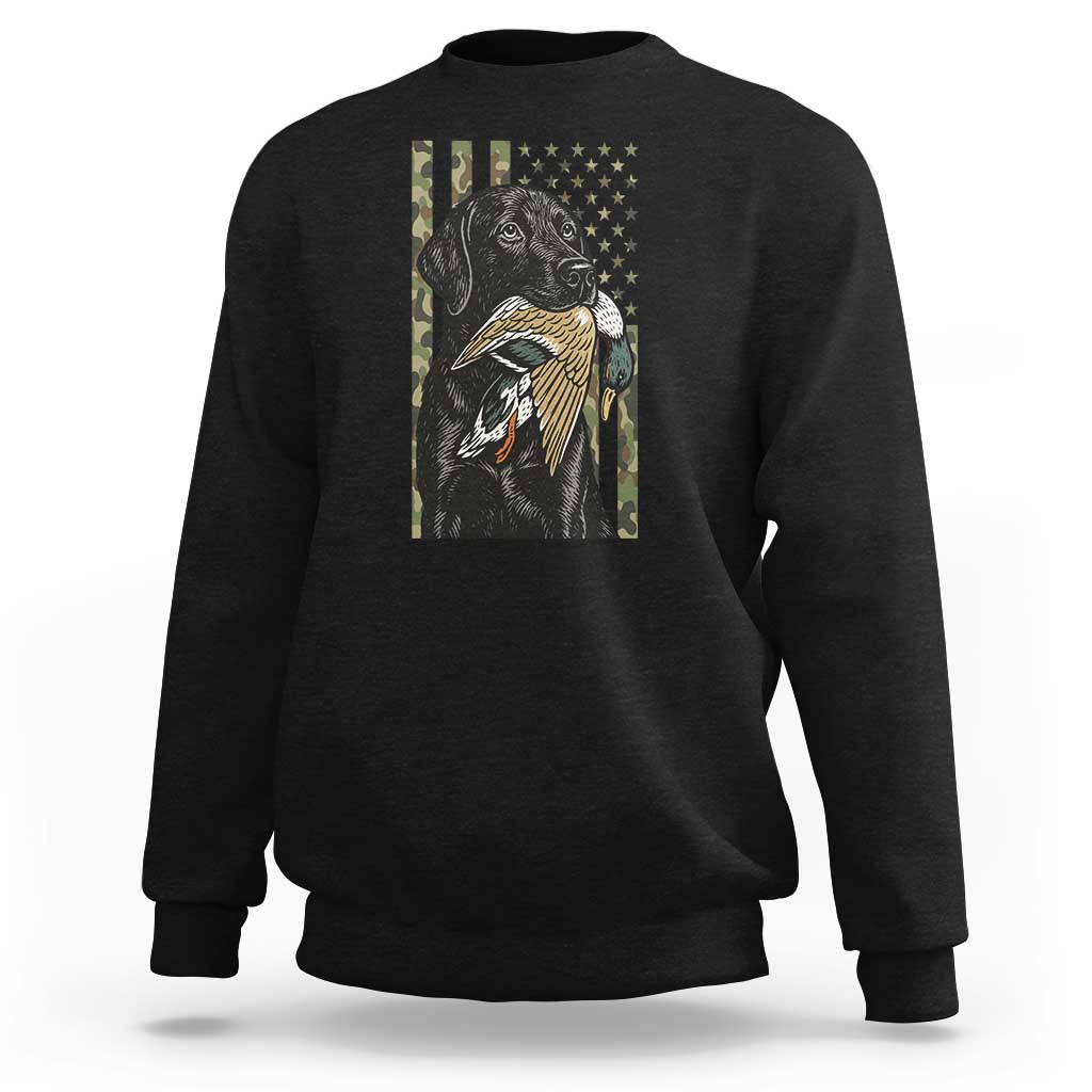 Patriotic Black Lab Sweatshirt Hunting Dog American Flag Camo Gift - Wonder Print Shop