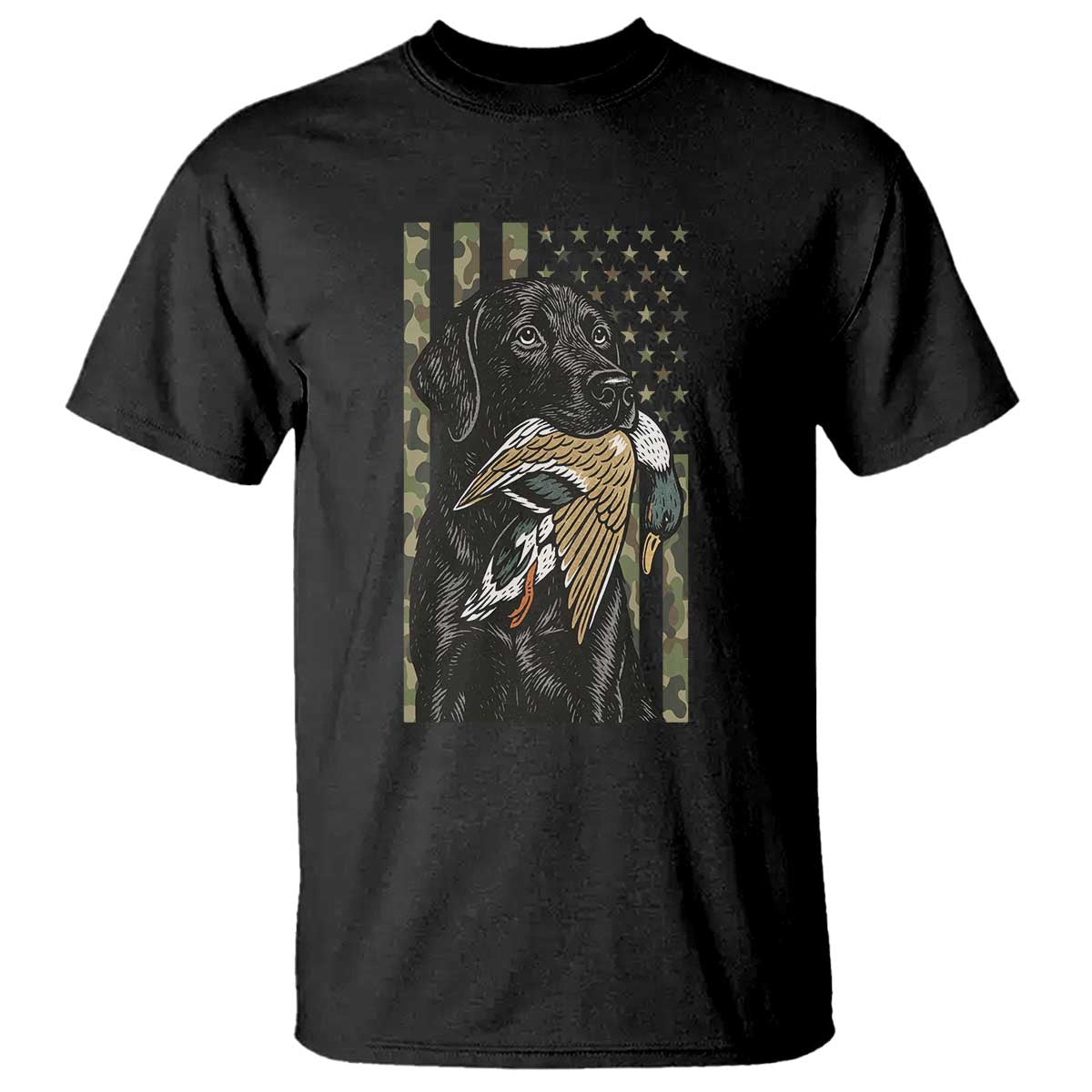 Patriotic Black Lab T Shirt Hunting Dog American Flag Camo Gift - Wonder Print Shop