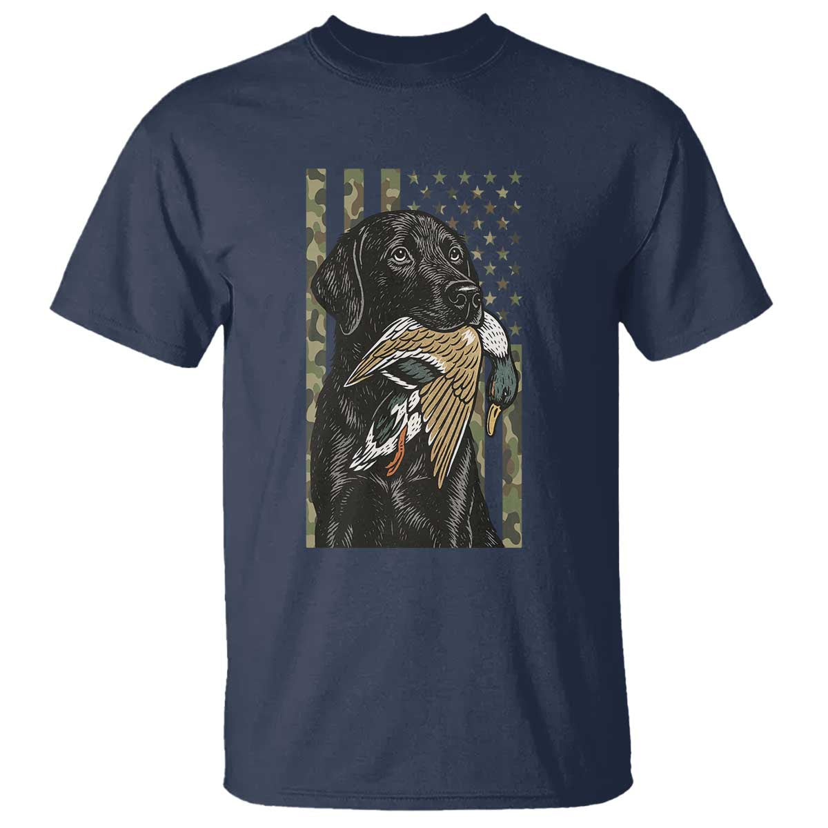 Patriotic Black Lab T Shirt Hunting Dog American Flag Camo Gift - Wonder Print Shop