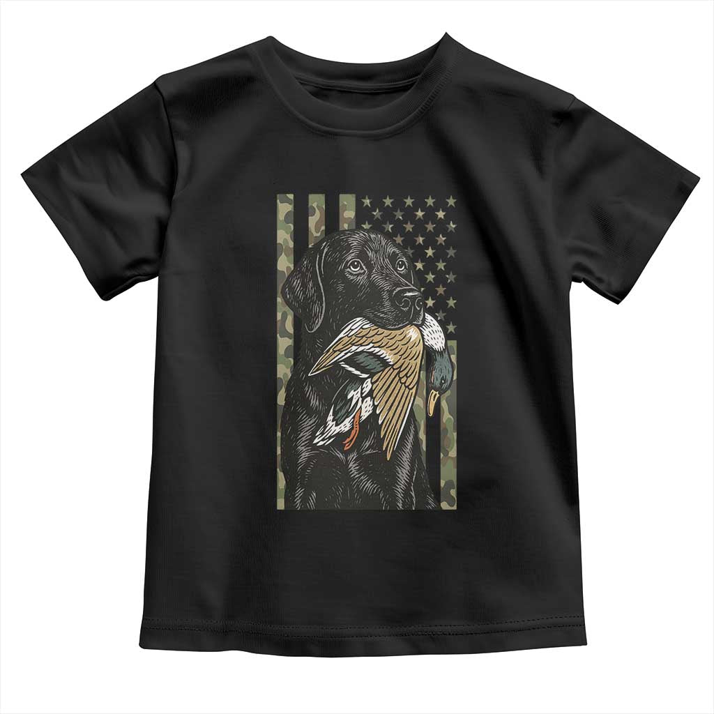 Patriotic Black Lab Toddler T Shirt Hunting Dog American Flag Camo Gift - Wonder Print Shop