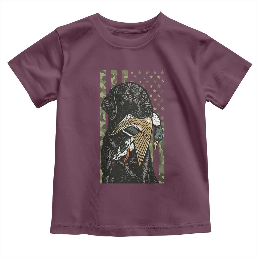Patriotic Black Lab Toddler T Shirt Hunting Dog American Flag Camo Gift - Wonder Print Shop