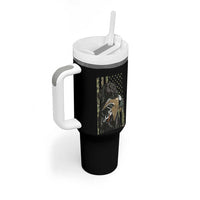 Patriotic Black Lab Tumbler With Handle Hunting Dog American Flag Camo Gift - Wonder Print Shop