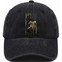 Patriotic Black Lab Washed Cotton Baseball Cap Hunting Dog American Flag Camo Gift