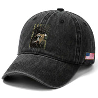 Patriotic Black Lab Washed Cotton Baseball Cap Hunting Dog American Flag Camo Gift