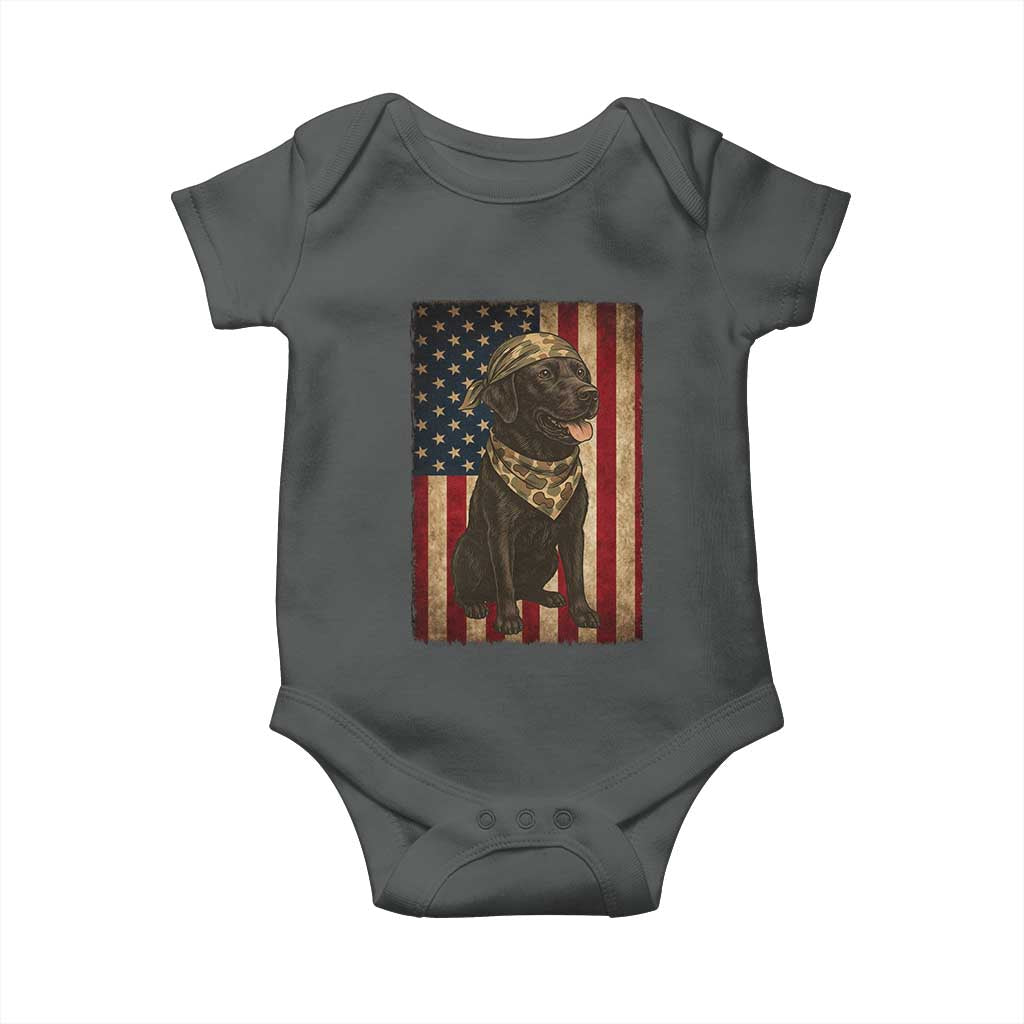 Black Labrador Baby Onesie Hunting American Flag Dog Lover Gift - Wonder Print Shop