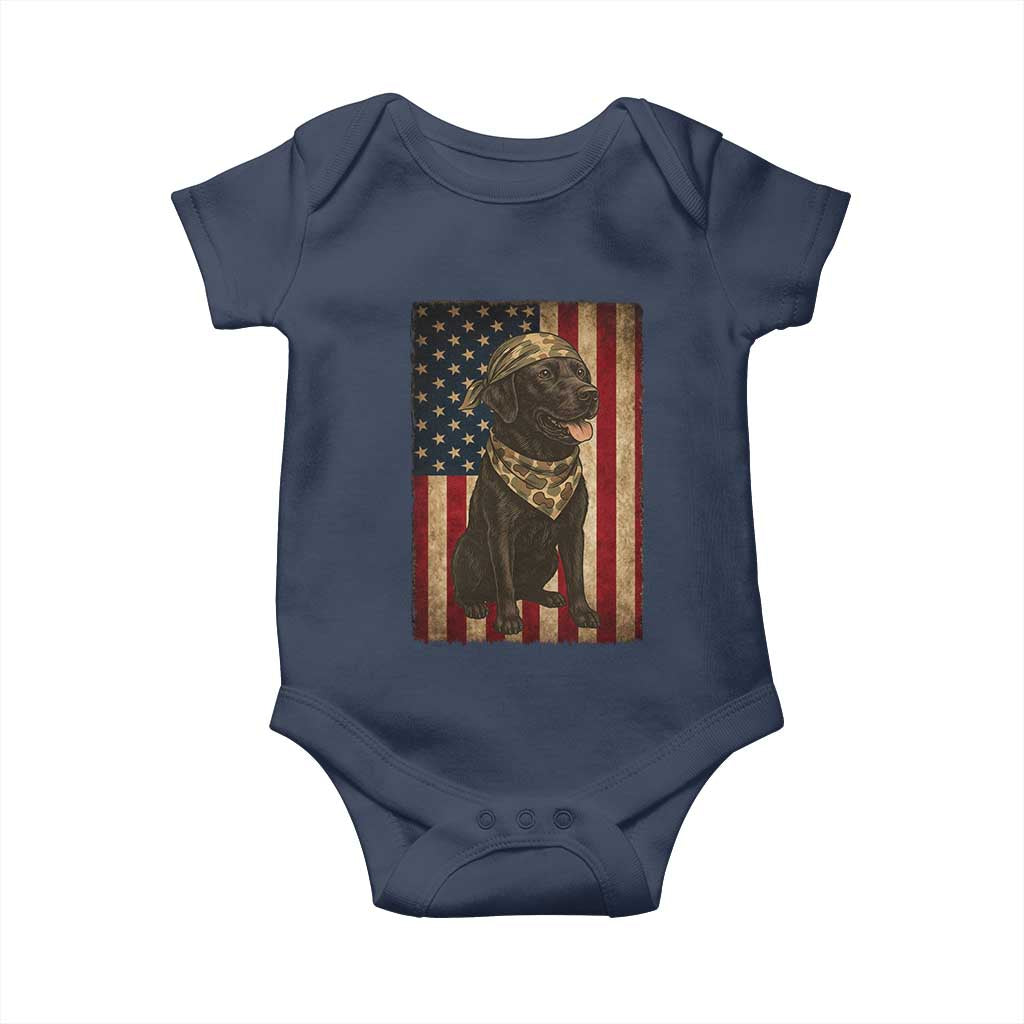 Black Labrador Baby Onesie Hunting American Flag Dog Lover Gift - Wonder Print Shop