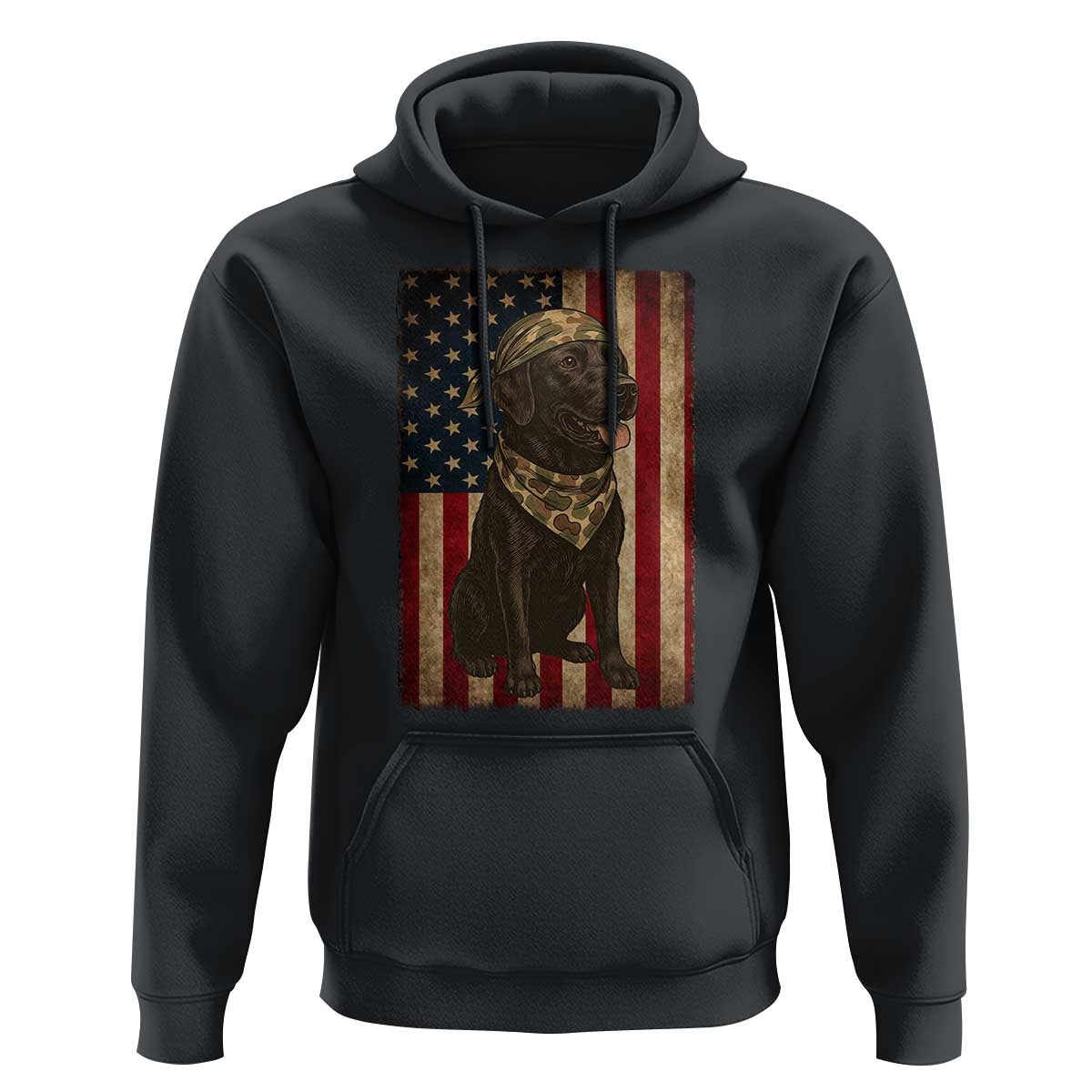 Black Labrador Hoodie Hunting American Flag Dog Lover Gift - Wonder Print Shop